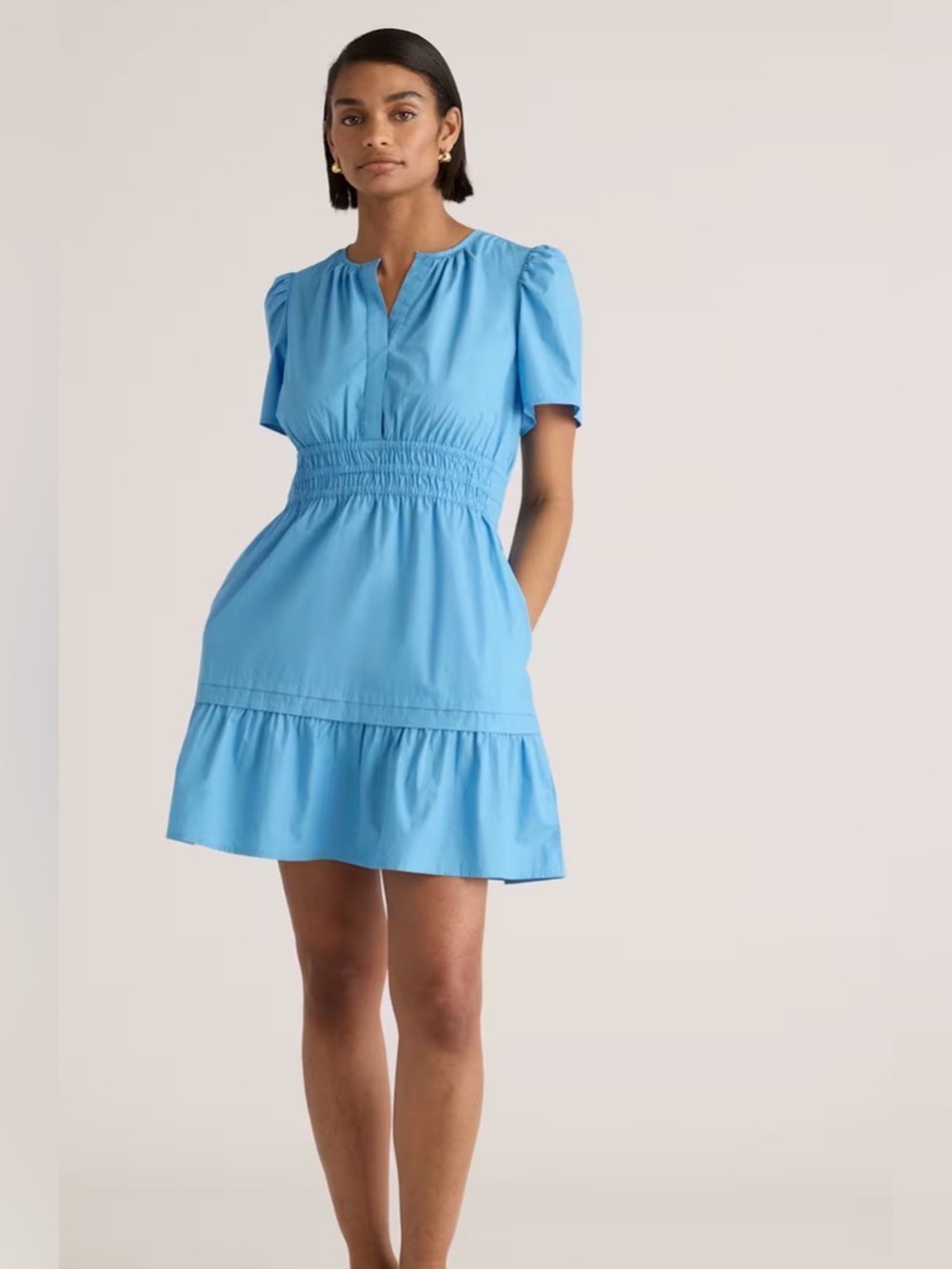 Quince 100% Organic Cotton Poplin Tiered Mini Dress